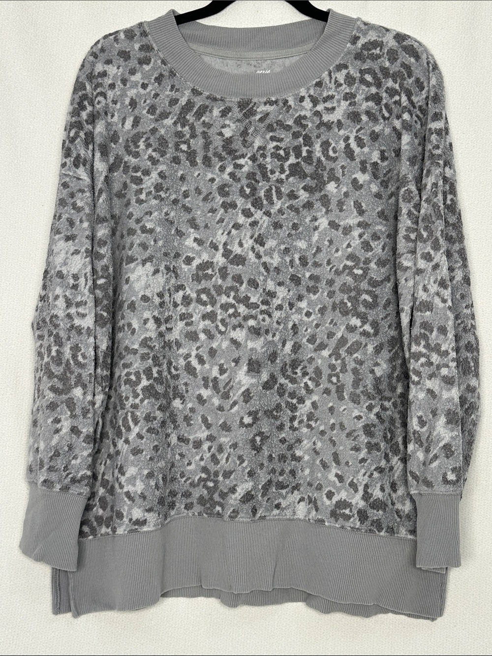 aerie Grey Leopard-Print Crewneck Pullover